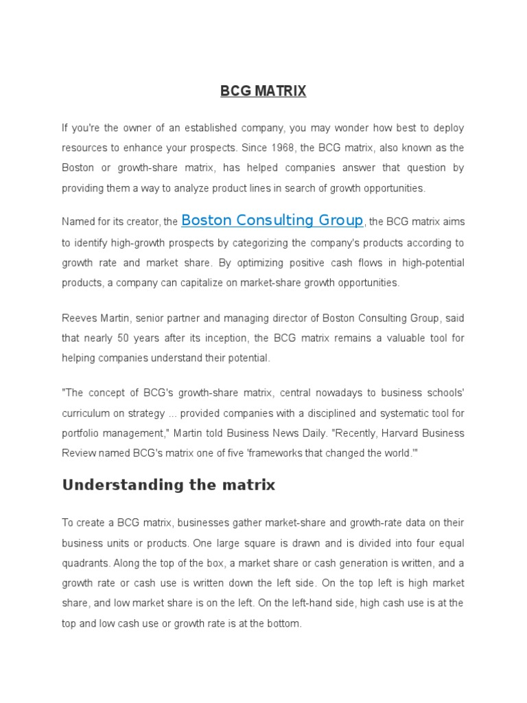 BCG Matrix | PDF | Strategic Management | Competition
