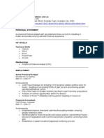 Cv Template Financial Analyst