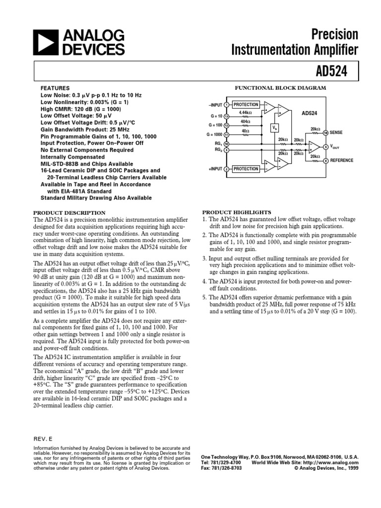 Ad 524 | PDF | Electrostatic Discharge | Amplifier