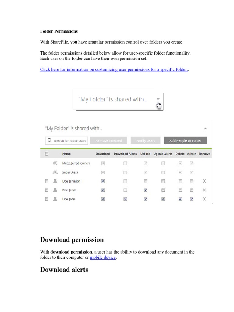 ShareFile Folder Permissions Explained | PDF | Computer File ...