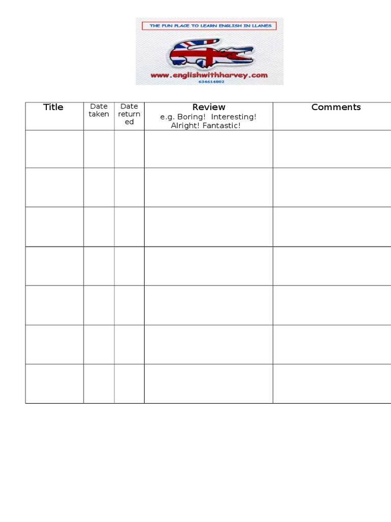 Library Card Template | PDF