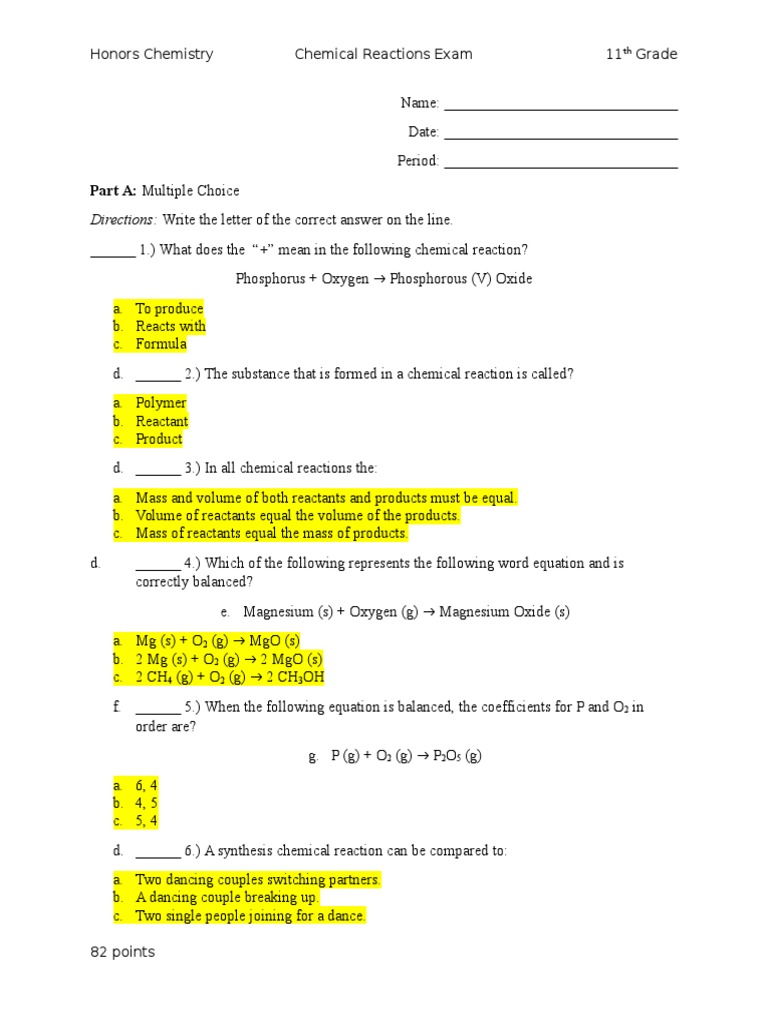 Modified Test | PDF | Chemical Reactions | Chemistry