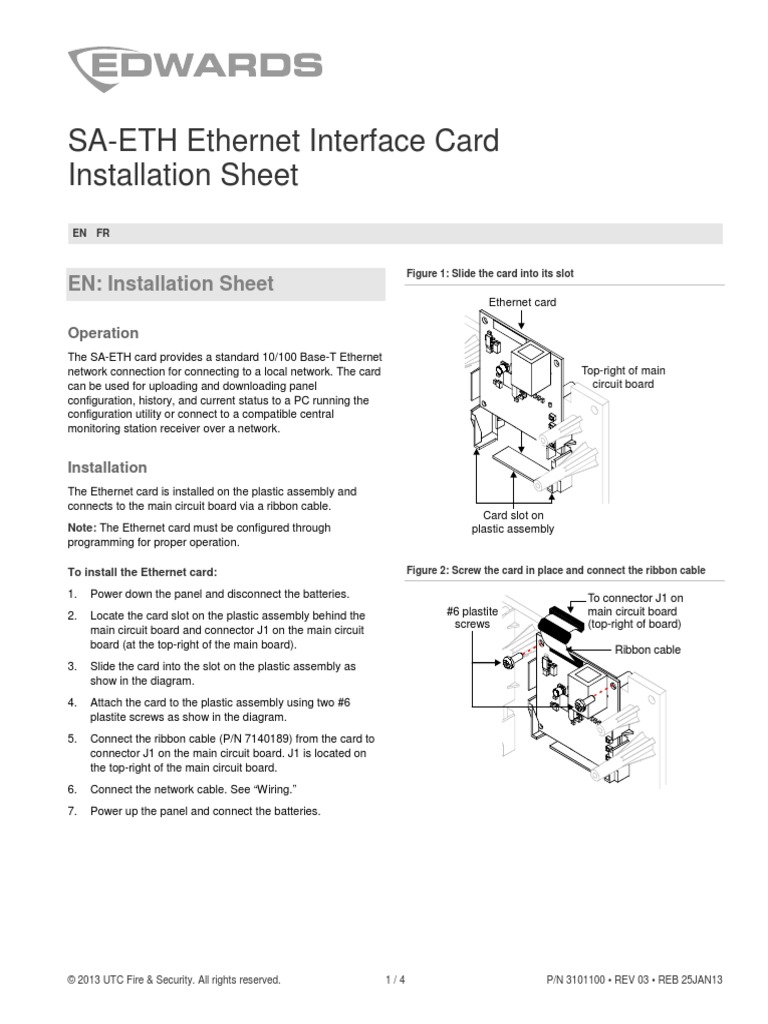 R03 SAETH Interface Card Installation Sheet PDF