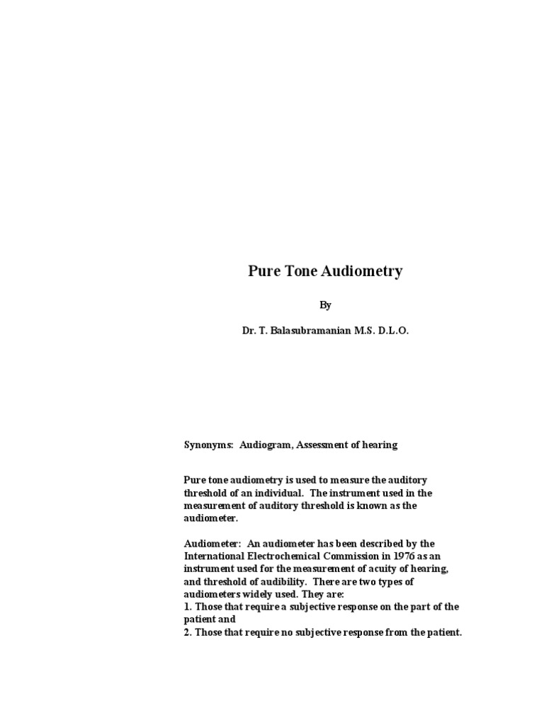 Pure Tone Audiometry | PDF | Hearing Loss | Hearing