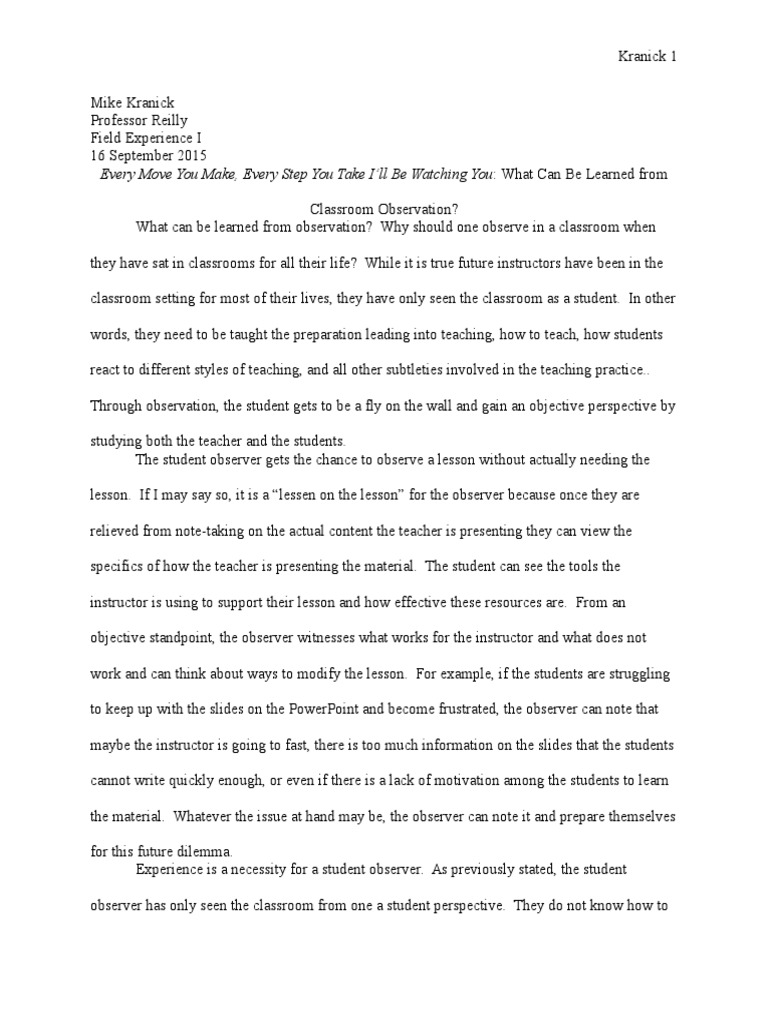 Essay about observation image