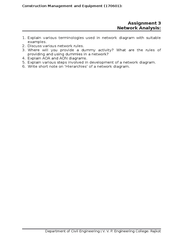 Network Analysis in Construction Management | PDF