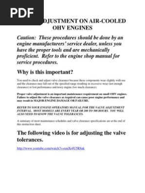Valve Adjustment Engines Engine Technology