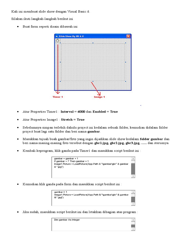 Cara Membuat Slide Show di Visual Basic 6 | PDF