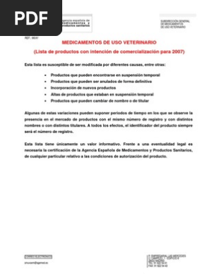 Farmacos De Uso Veterinario Pdf Industria Farmaceutica Medicamentos Con Receta