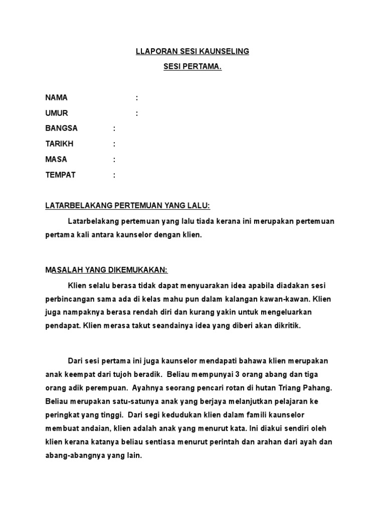 Contoh Laporan Sesi Kelompok
