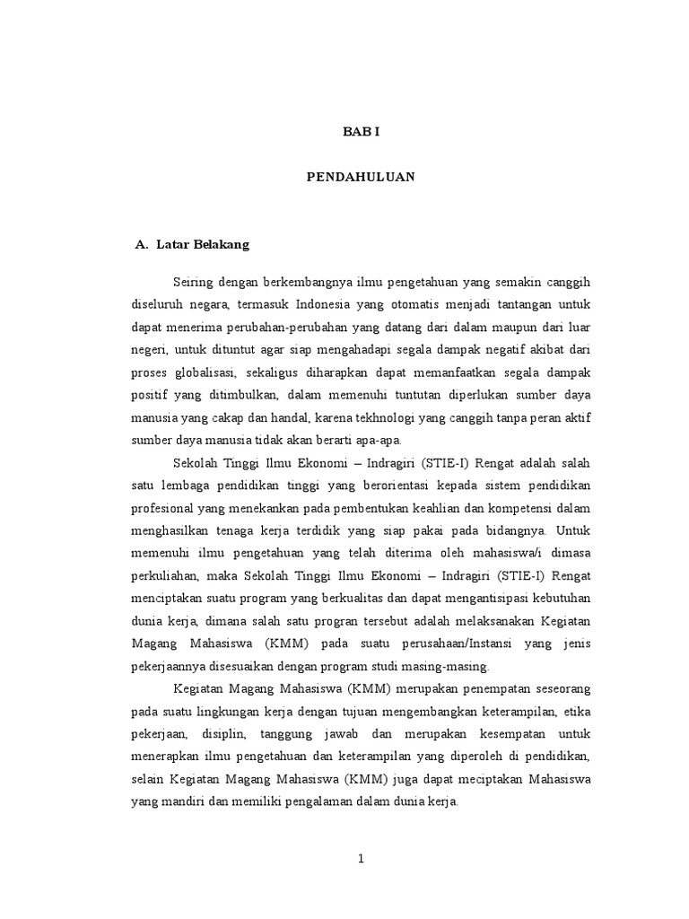 Contoh Laporan Kegiatan Magang Mahasiswa KMM Contoh Laporan Kegiatan Magang Mahasiswa KMM