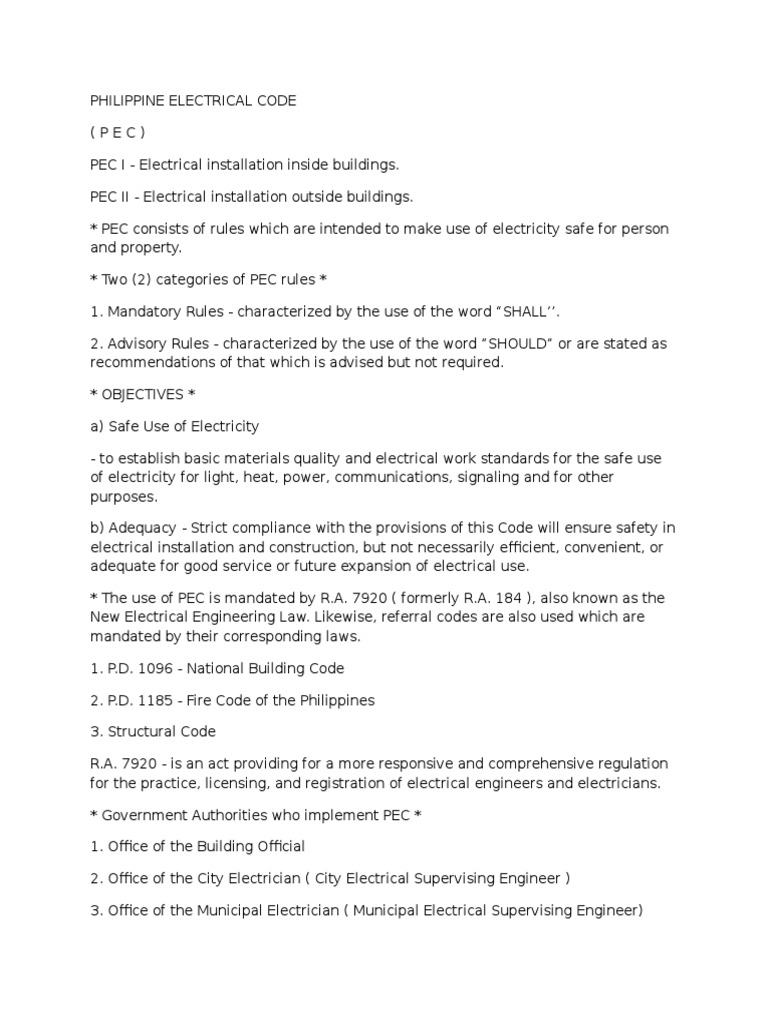 PEC Commercial | PDF | Electrical Wiring | Fuse (Electrical)