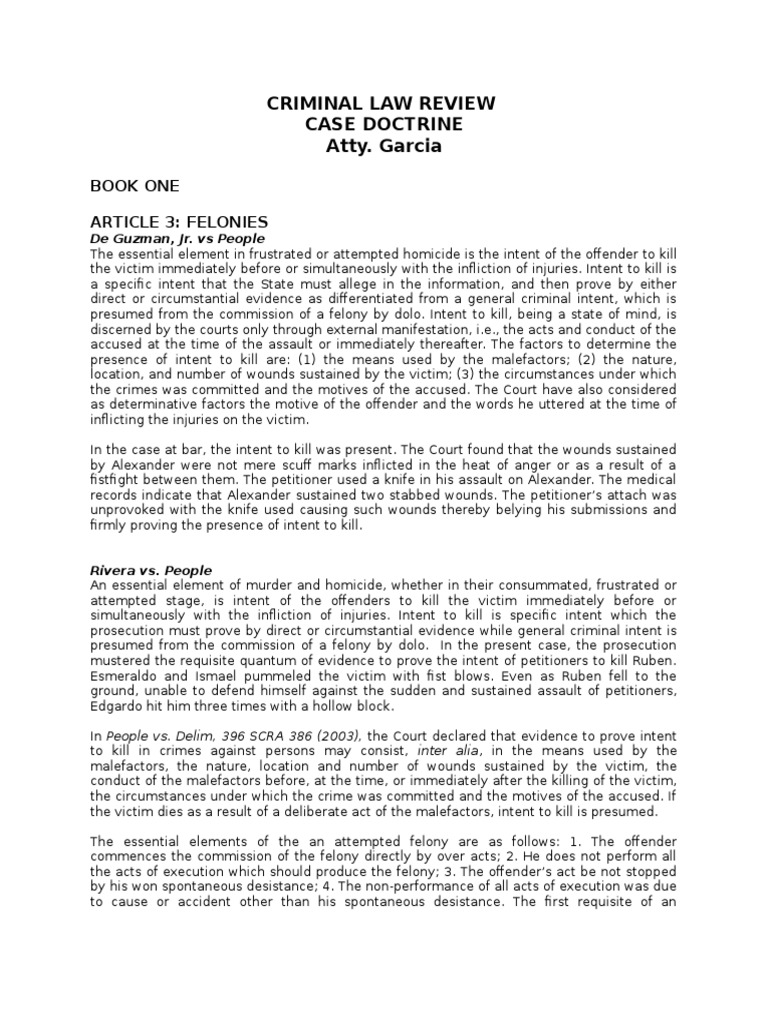 CRIMINAL LAW REVIEW Case Doctrine.docx Conspiracy (Criminal) Mens Rea