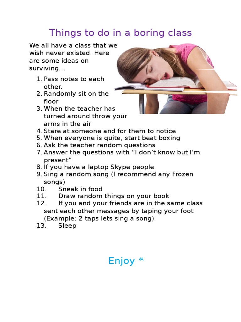 Things To Do in A Boring Class | PDF | Language Arts & Discipline ...