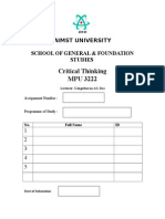 Critical Thinking MPU 3222: Aimst University School of General & Foundation Studies