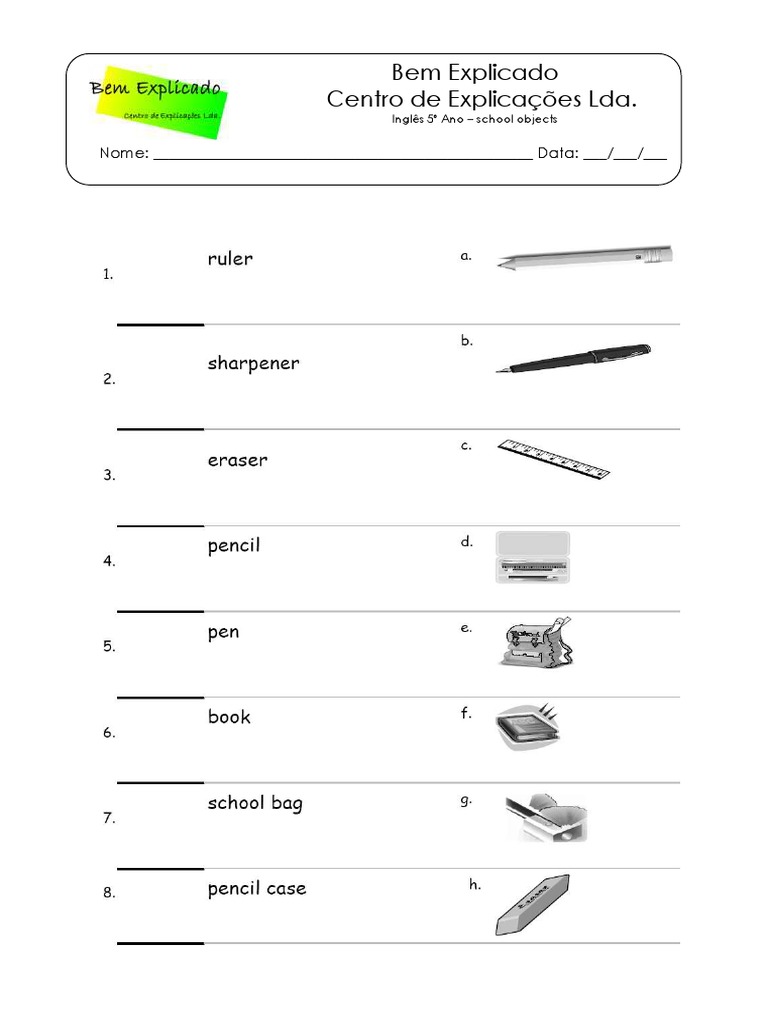 Ficha de Trabalho - School Object | PDF