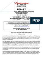 Hedley 2016 Tour PR - London