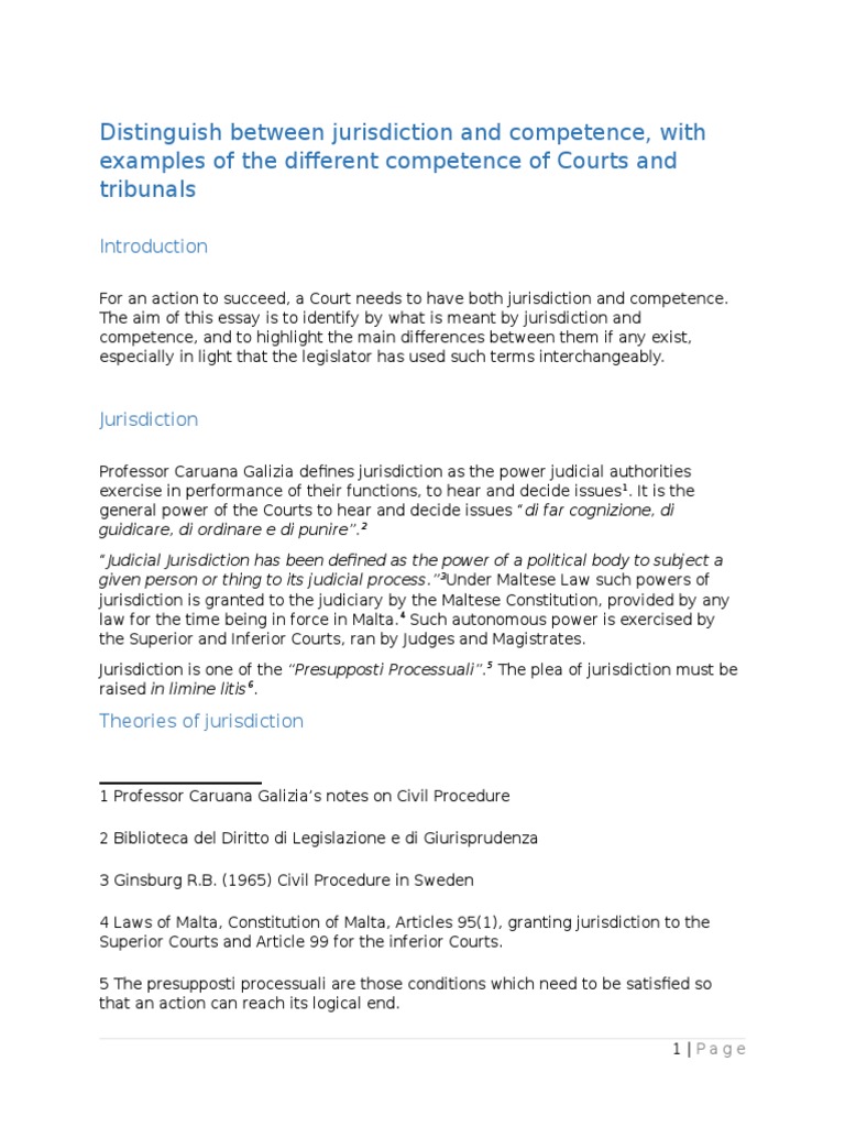 Jurisdiction vs. Competence in Courts | PDF | Jurisdiction | Tribunal
