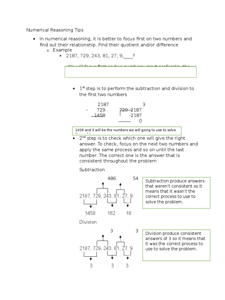Numerical Reasoning Strategies Explained | PDF