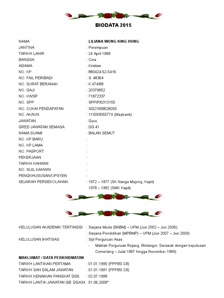 Biodata | PDF