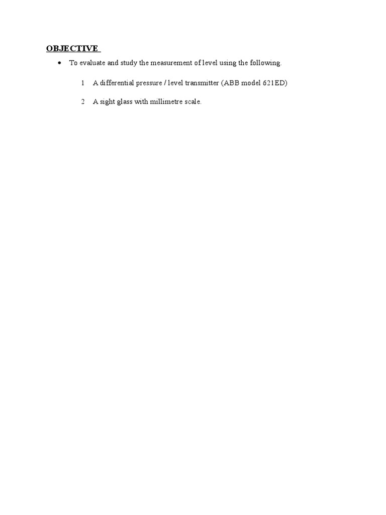 Level Measurement Experiment | PDF | Pressure Measurement | Calibration