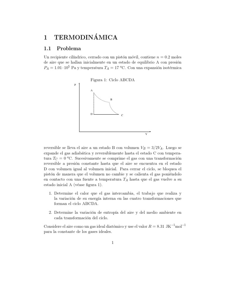 Problemas de Termodinámica y Ciclos de Gas | PDF | Gases | Termodinámica