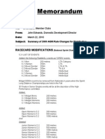 Memorandum: Racecard Modifications