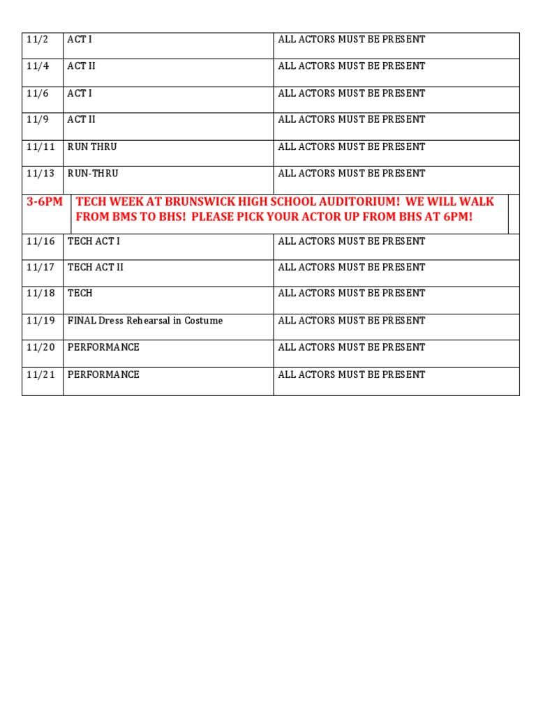 Brunswick High School Play Schedule | PDF