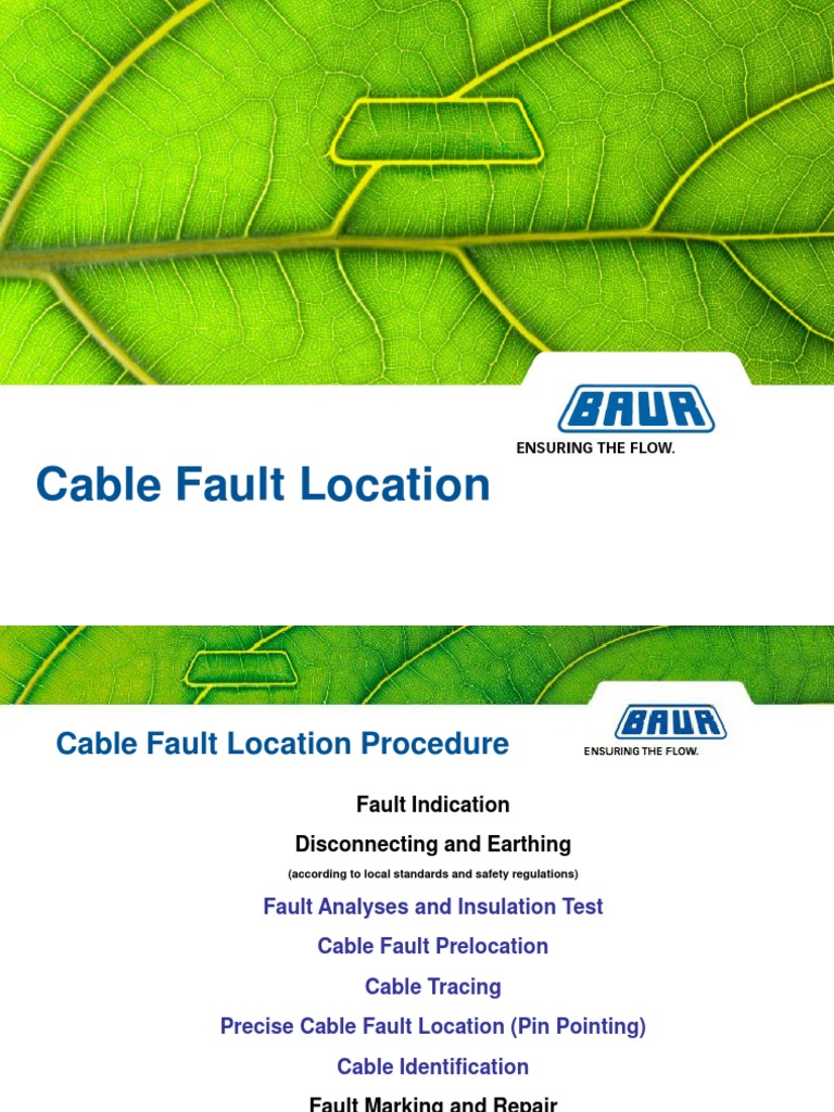 Baur Cable Fault Location Guide | PDF | Cable | Electric Arc
