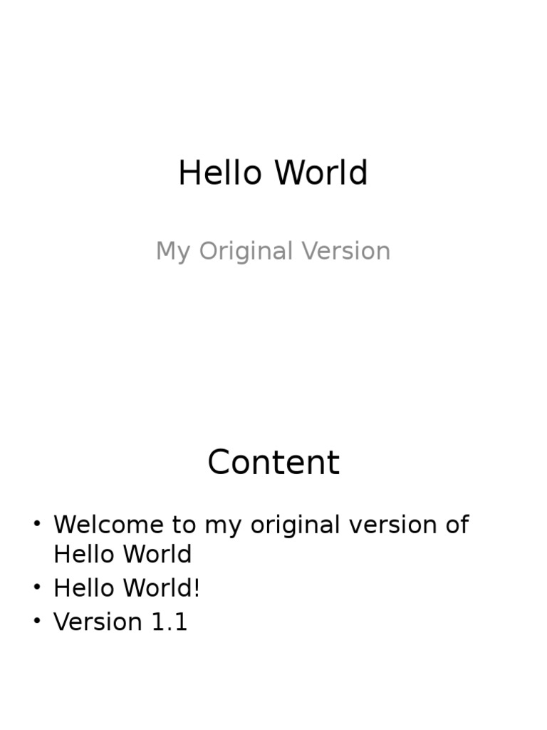 Original Hello World Version 1.1 | PDF