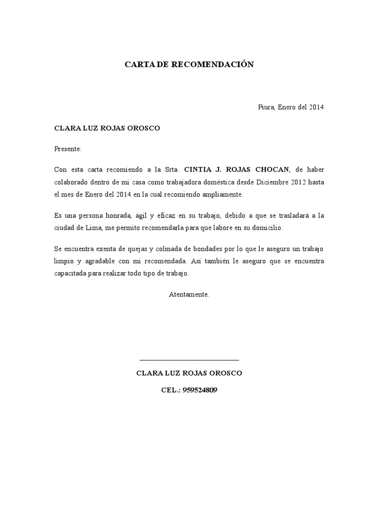 Modelo De Carta De Laboral Peru Vários Modelos