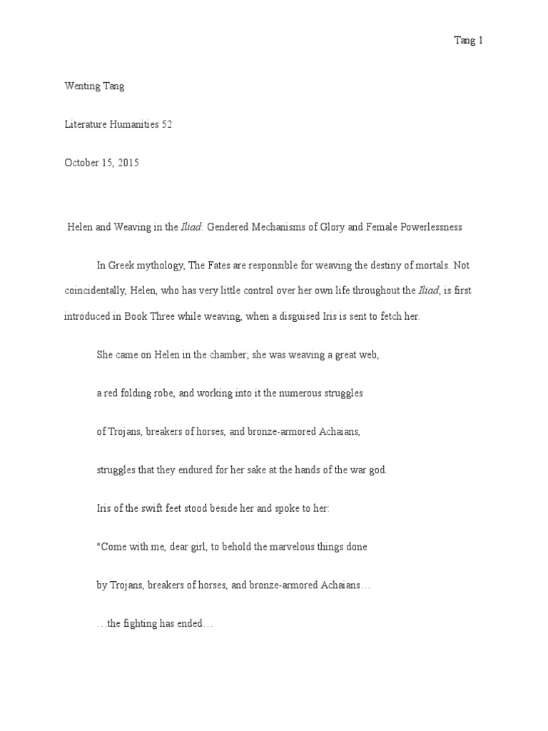 Helen and Weaving in The Iliad PDF Helen Of Troy Iliad