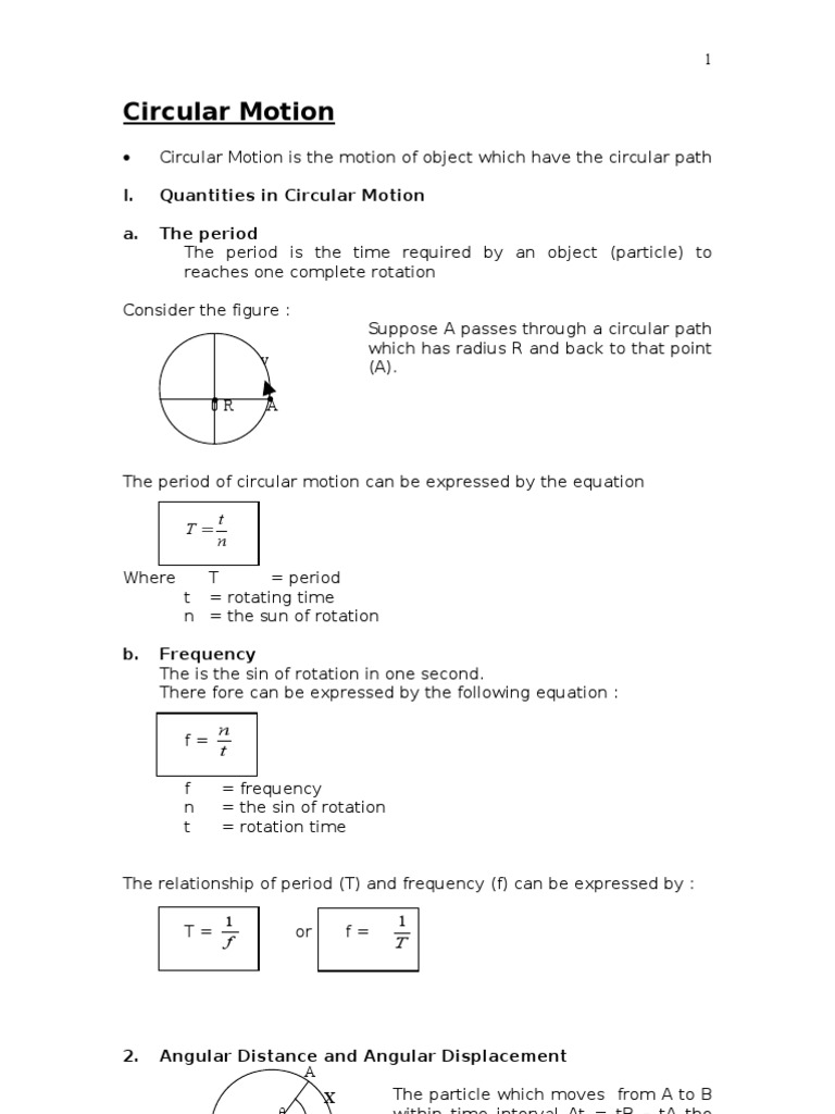 Circular Motion Physics PDF Speed Acceleration