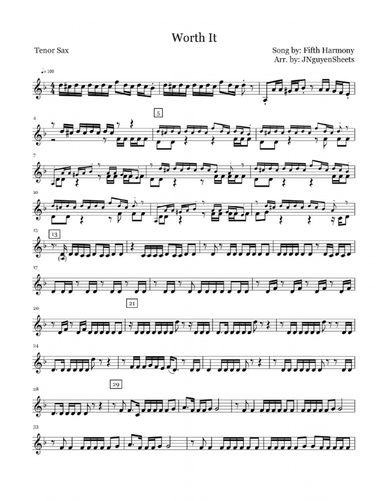 Worth It (Tenor Sax)
