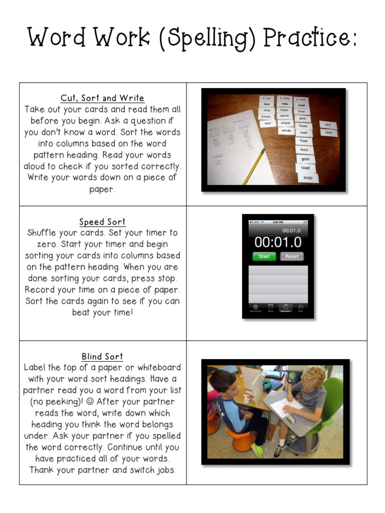 Word Work Practice Ideas | PDF