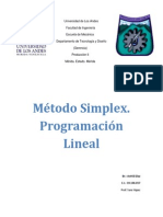 Metodo Simplex. Programacion Lineal
