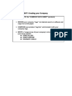 TEAM PROJECT: Creating Your Company: 1) COMPLETE The "COMPANY DATA SHEET" (Product)