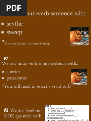 Write A Noun Verb Sentence With Scythe Sweep You May Change The Form Of Sweep