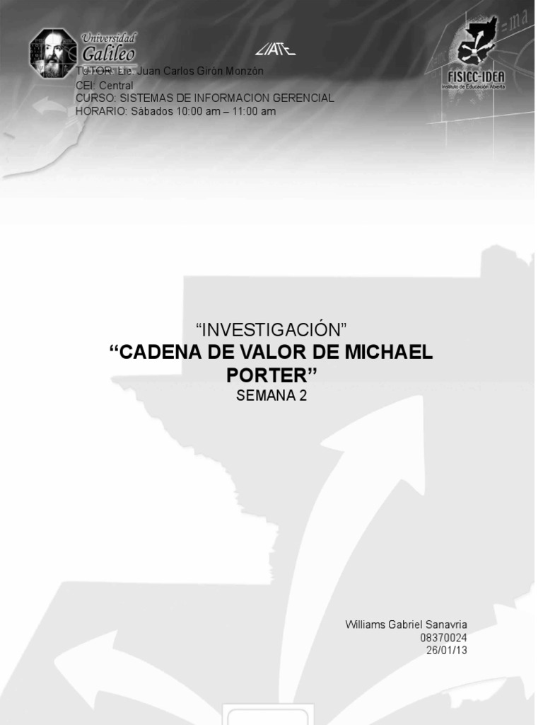 Semana de Valor de La Cadena de Michael Porter | PDF | Cadena de valor ...