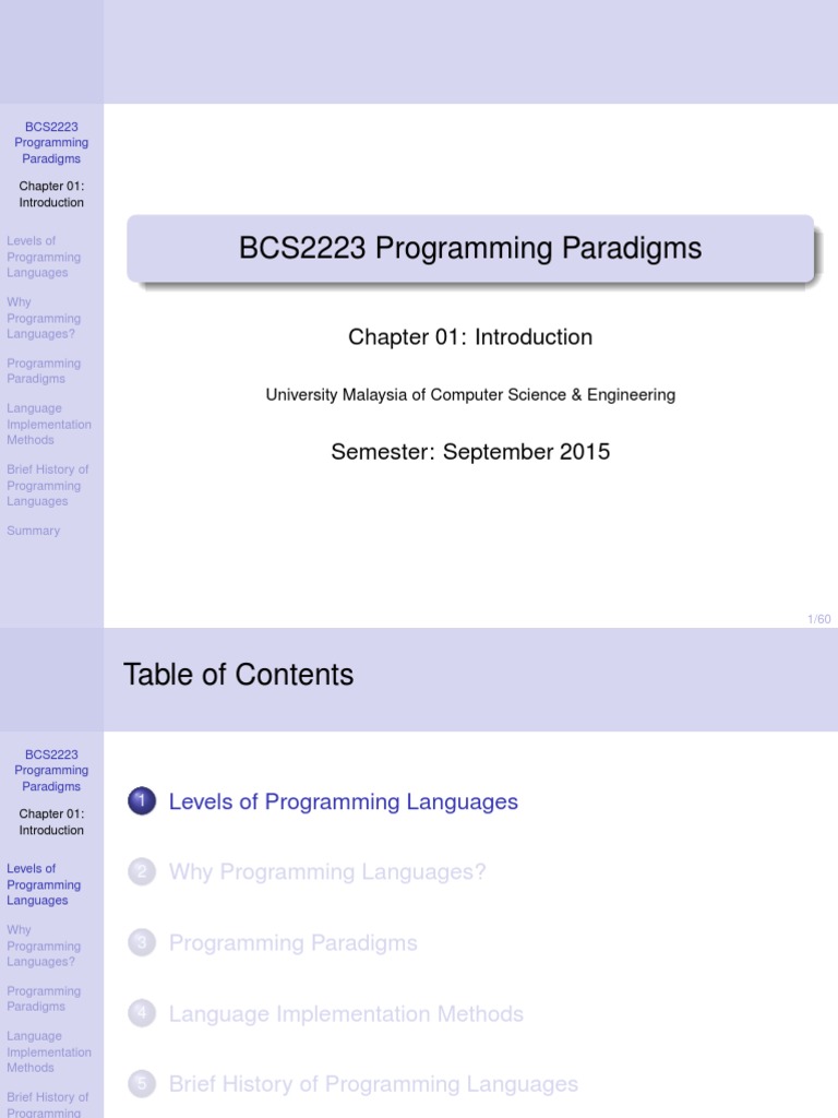 BCS2223 Programming Paradigms: Chapter 01: Introduction | PDF ...