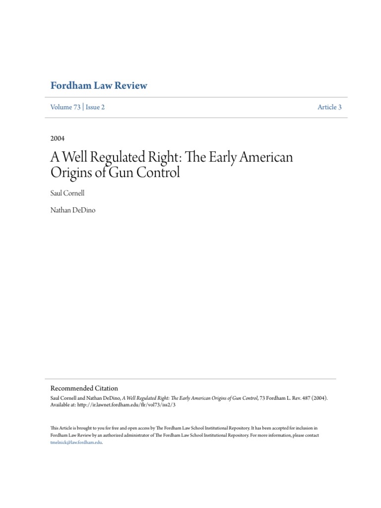 Early American Gun Control Origins | PDF | Second Amendment To The ...