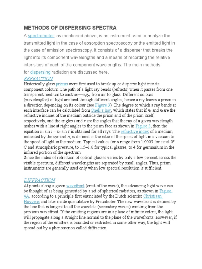 Spectral Dispersion Methods Explained | PDF | Spectroscopy | Absorption ...
