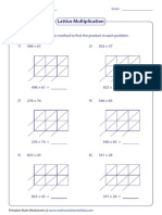 Lattice Multiplication: Use Lattice Multiplication Method To Find The Product in Each Problem