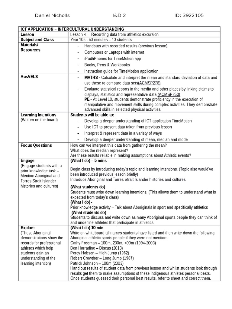 Lesson Plans 1 Ict Application Aths | PDF | Educational Technology | Data