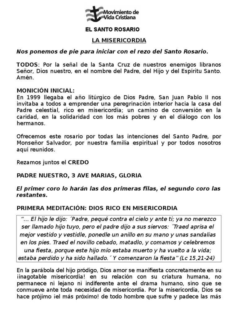 Guía para el Rosario de la Misericordia | PDF | María, madre de Jesús ...