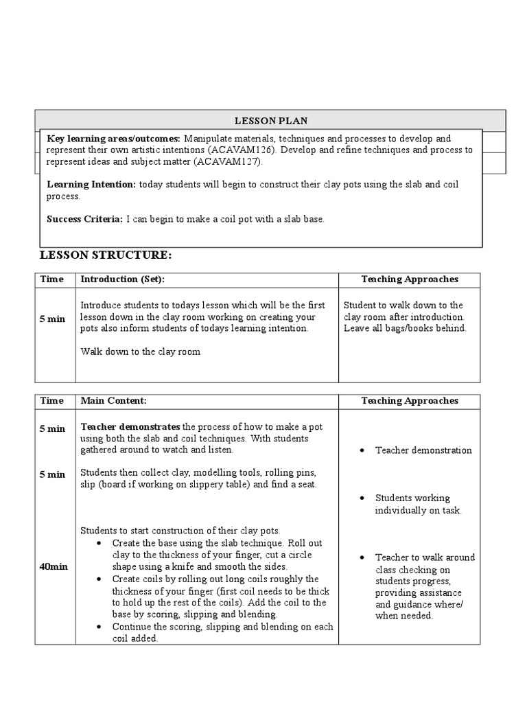 3 first clay lesson Lesson Plan Educational Psychology Free 30