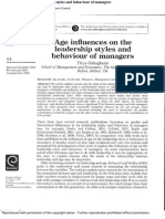 2004. Age Influences on the Leadership Styles and Behaviour of Managers