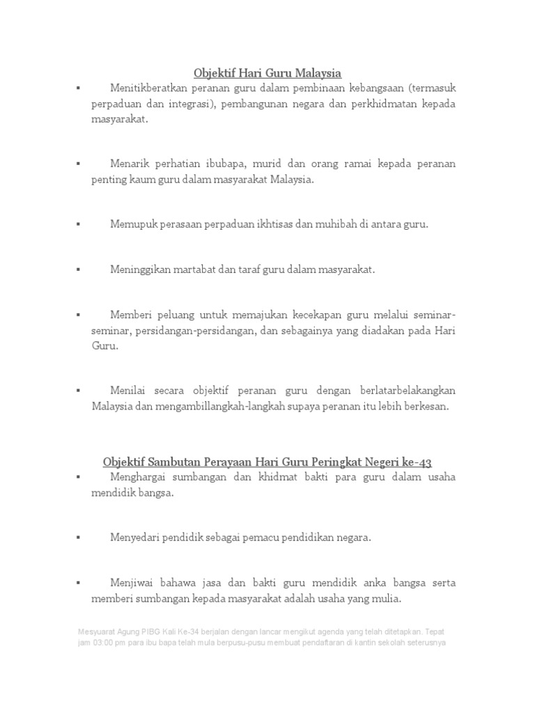 Objektif Hari Guru Malaysia  PDF