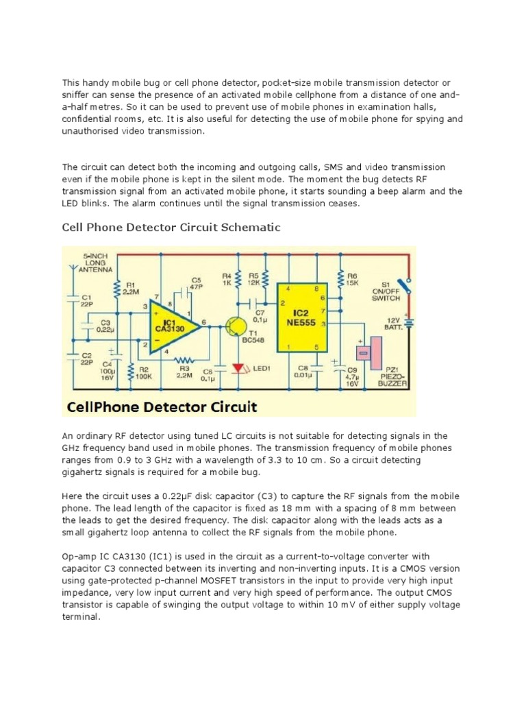 Mobile Phone Detector | PDF | Amplifier | Bipolar Junction Transistor