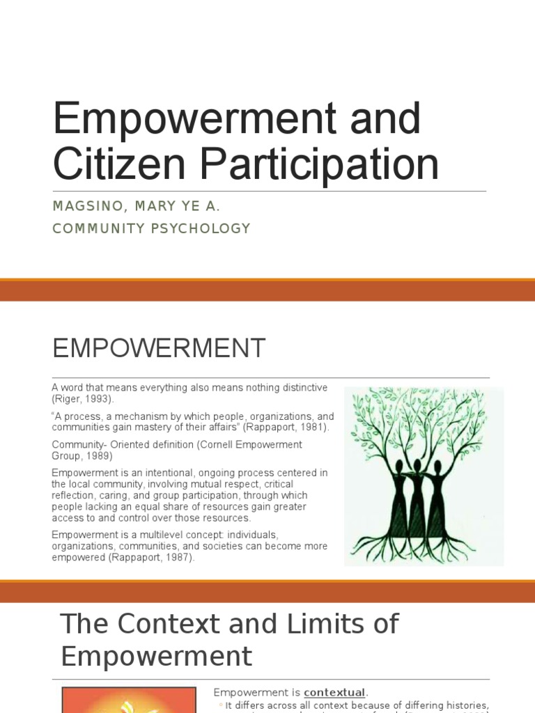Empowerment And Citizen Participation Pdf Empowerment Power